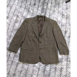 Vtg Hart Schaffner Marx Sport Coat Blazer Mens 44R Houndstooth Check New Wool